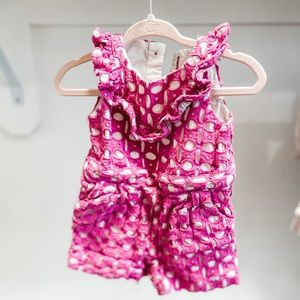 Janie and Jack Baby Girls Pink Eyelet Romper Size 6-12 months